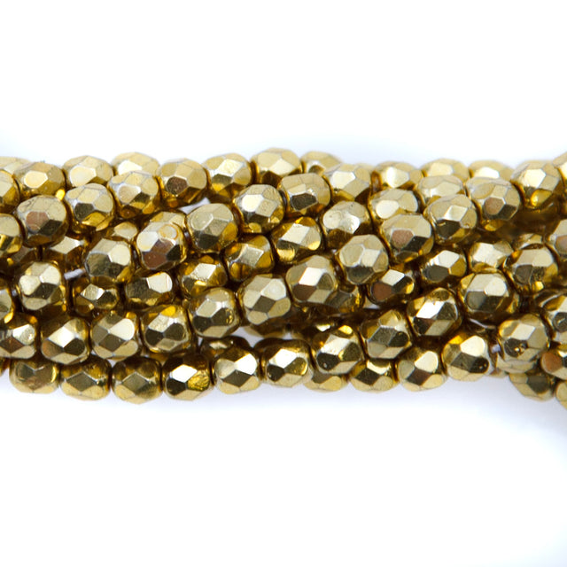 4FC854-F: CZ FACET RD Full Coated Gold 4mm-600PC