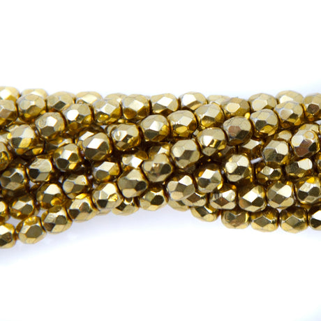 4FC854-FR: CZ FACET RD Full Coated Gold 4mm-100PC