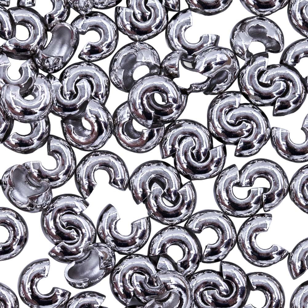 4FI169-2S: Crimp Cover Silver 4mm NF 50pc