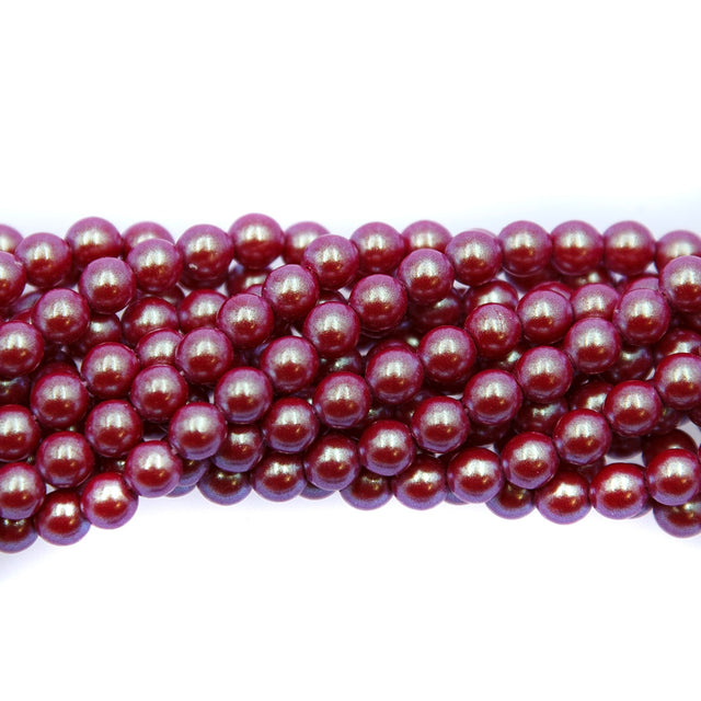 4GP645-IR: CZ Glass Pearl Iridescent Red 4mm-100PC