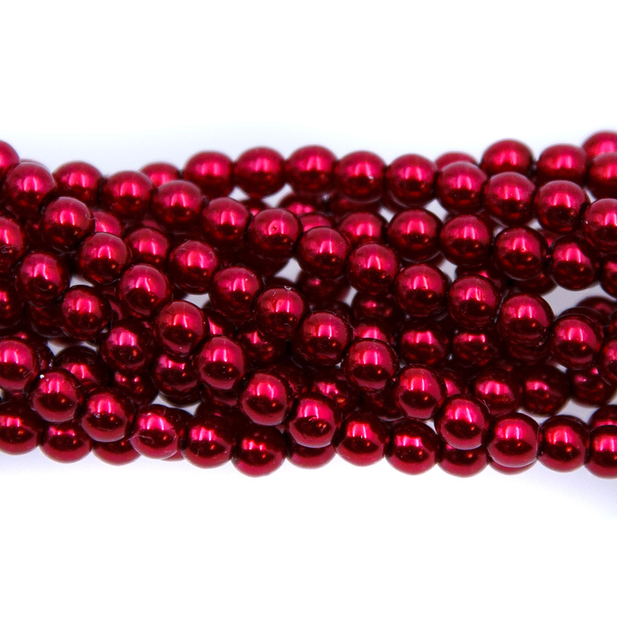4GP646R: CZ Round Pearl DK Red 4mm-100PC