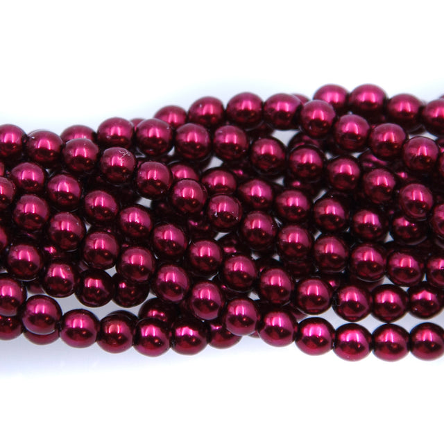 4GP648R: CZ Glass Pearl Bright Metallic Red 4mm-100PC