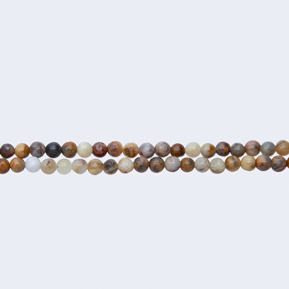 4ST412: Crazy Lace Agate Round 4mm 15" String