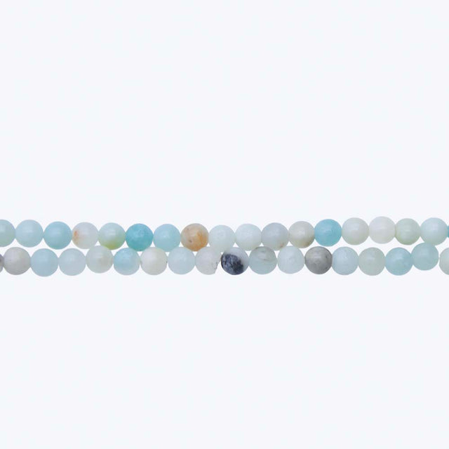 4ST436-G: Gold and Black Amazonite Round 4mm 15"