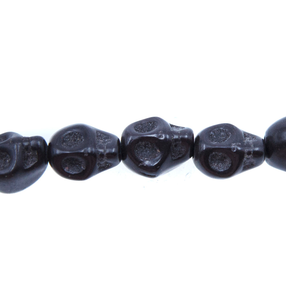 4ST50-BK: 8x7mm Black Magnesite Skull Beads 15.5"