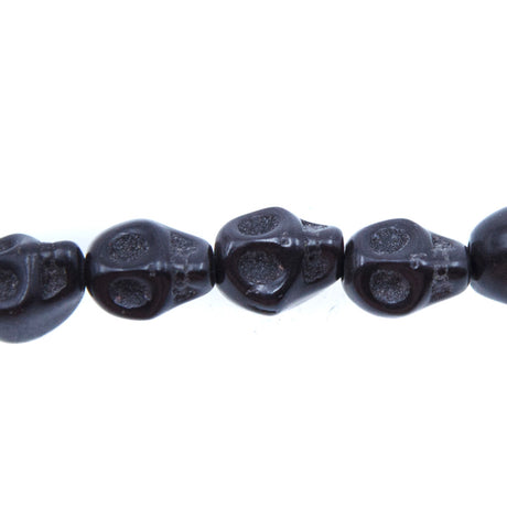 4ST50-BK: 8x7mm Black Magnesite Skull Beads 15.5"
