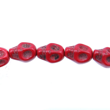 4ST50-R: 8x7mm Red Magnesite Skull Beads 15.5"
