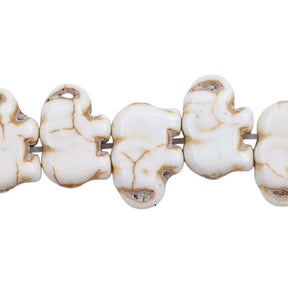 51ST612-W: Magnesite Elephant Beads White 10x15mm 15.5"