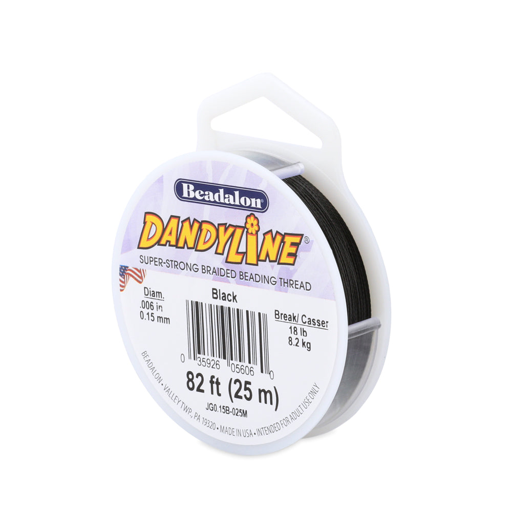 51TN109: Dandyline Thread 0.006"/.15mm Black 18LBS 25MTR