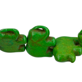 52ST612-G: Magnesite Elephant Beads Green 15x20mm 15.5"
