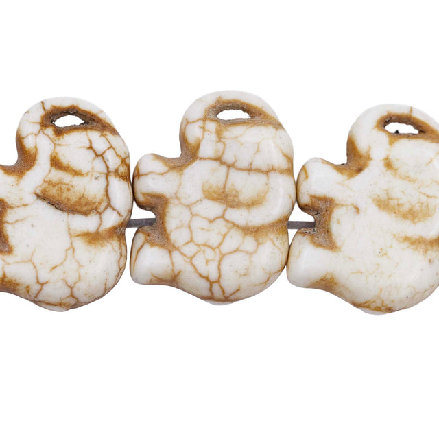 52ST612-W: Magnesite Elephant Beads White 15x20mm 15.5"