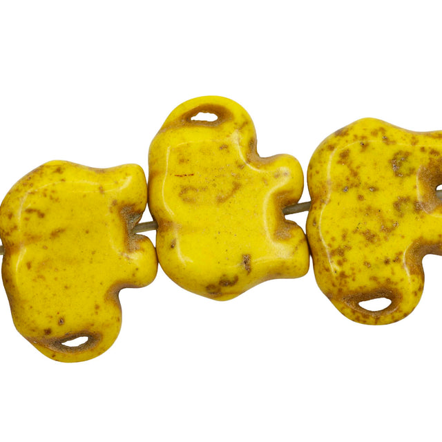 52ST612-Y: Magnesite Elephant Beads Yellow 15x20mm 15.5"