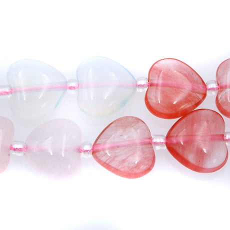 53ST525-HT: Mixed Stone Hearts 12mm 16 Inch String