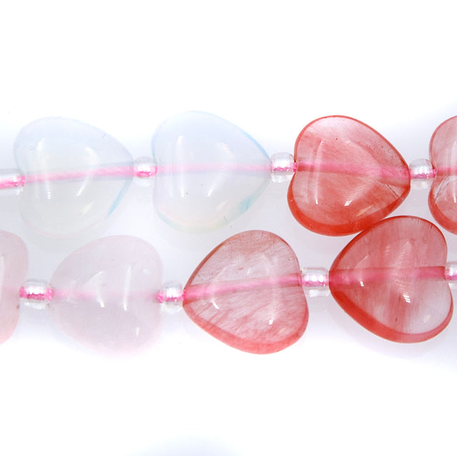 53ST525-HT: Mixed Stone Hearts 12mm 16 Inch String