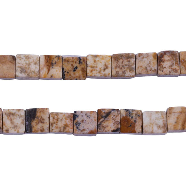 54ST417: Natural Picture Jasper Cube Beads 3.5mm 16"