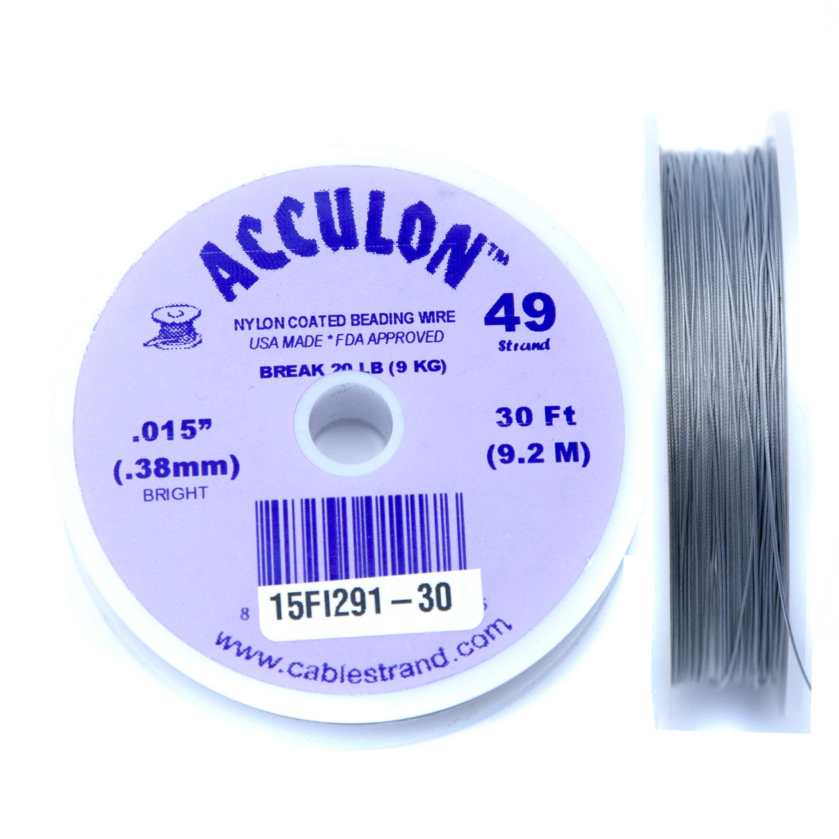 15FI291-30: Acculon Clear .015 49 Strand 30 Feet Spool - 1 Spool