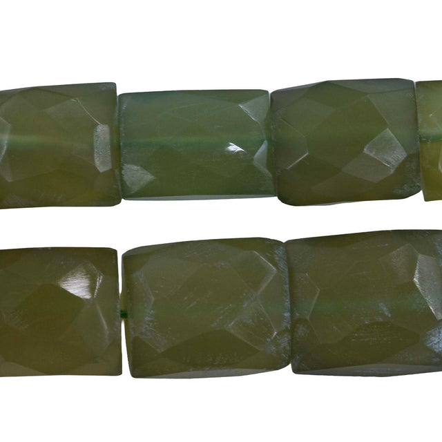 55ST4007-OG: Natural Olive Green Chalcedony Facet Rectangle 9x9-11x14mm
