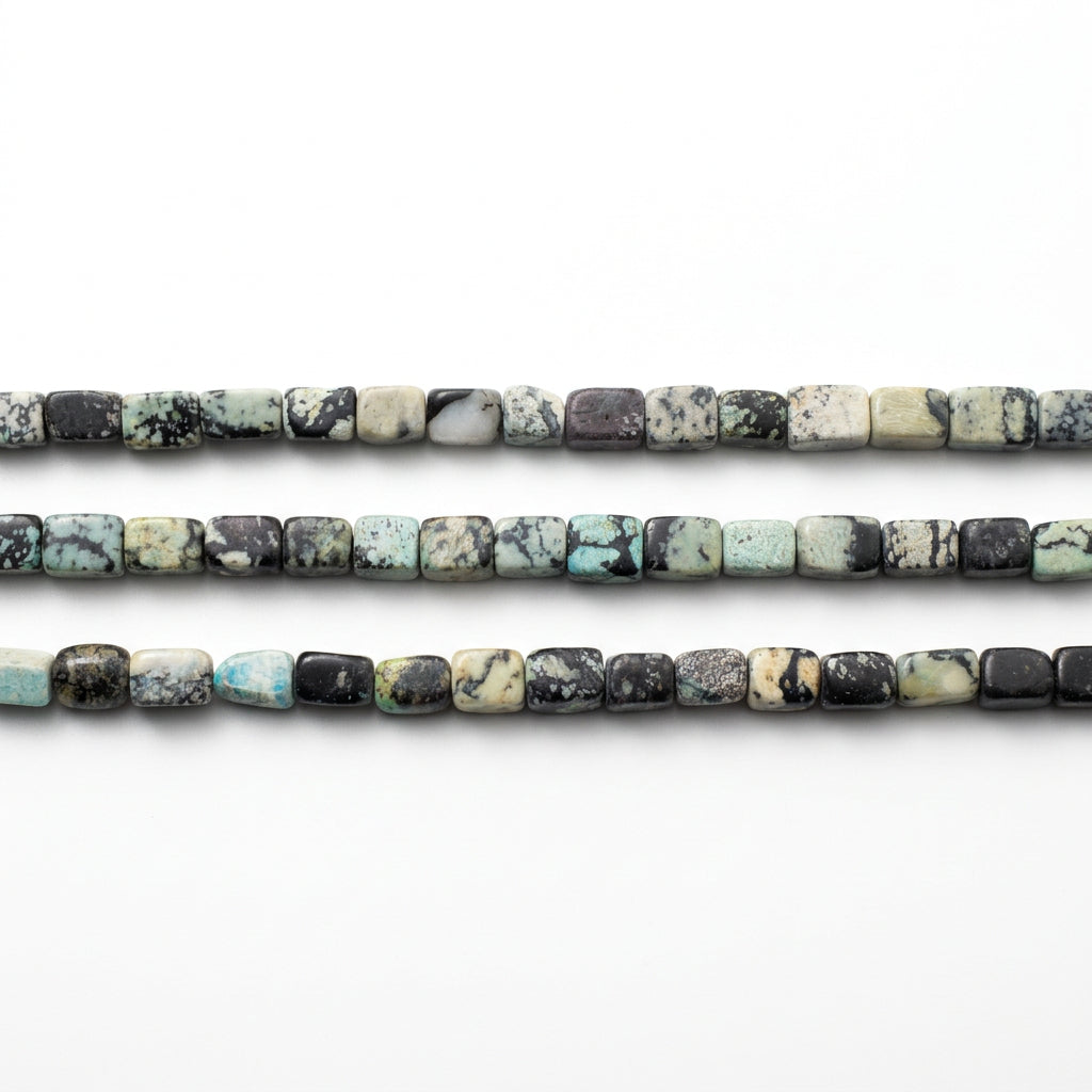 57ST433: Natural African Turquoise Jasper Rectangle Cube 6x10mm