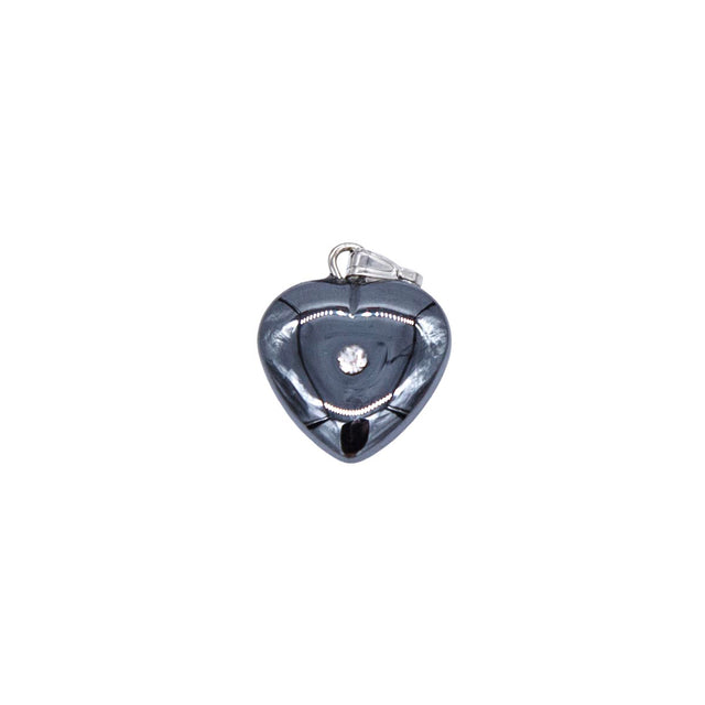 59ST403-C: Hematite Heart Crystal And Bail 15mm