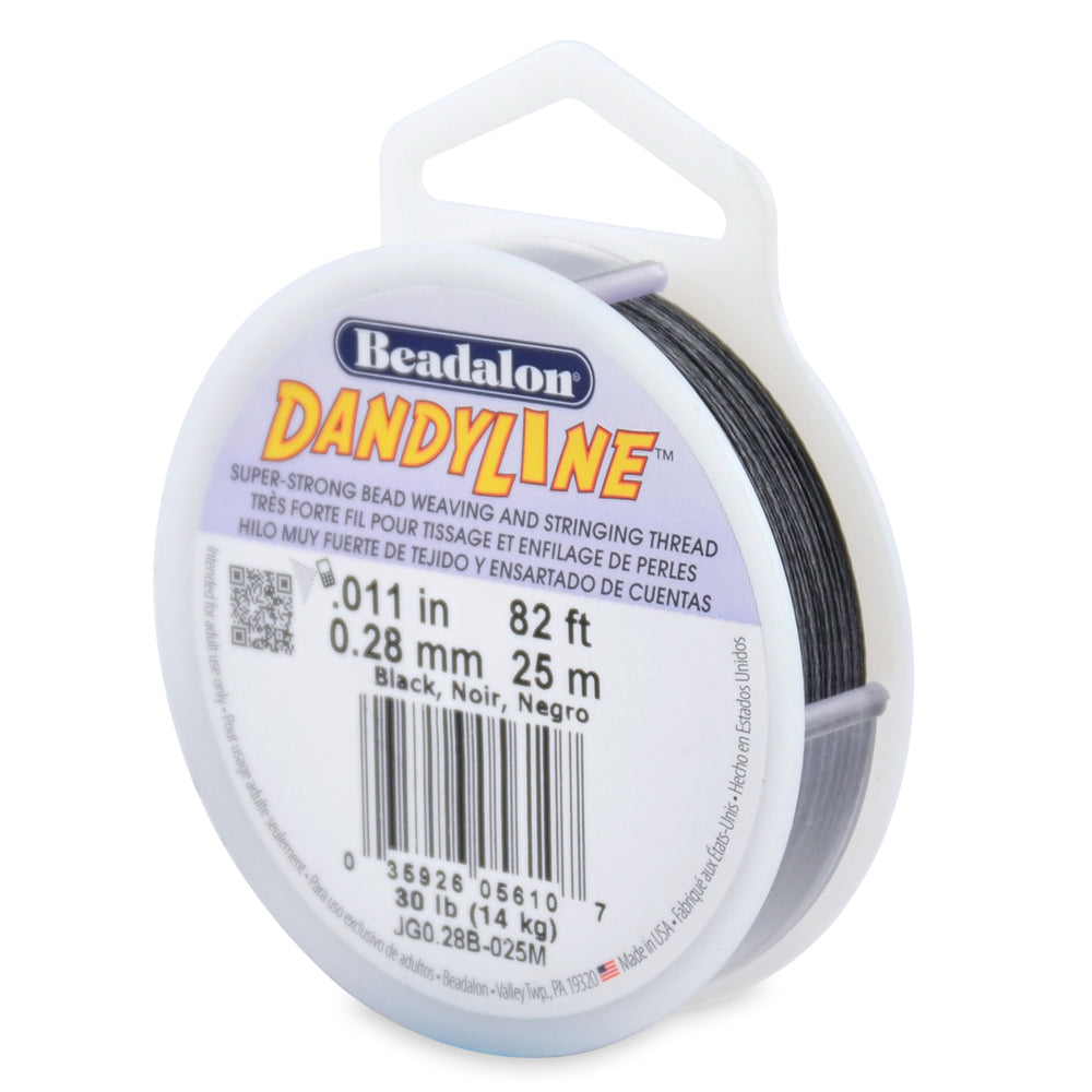 59TN109: Dandyline Thread 0.11"/.28mm Black 30LBS 25MTR