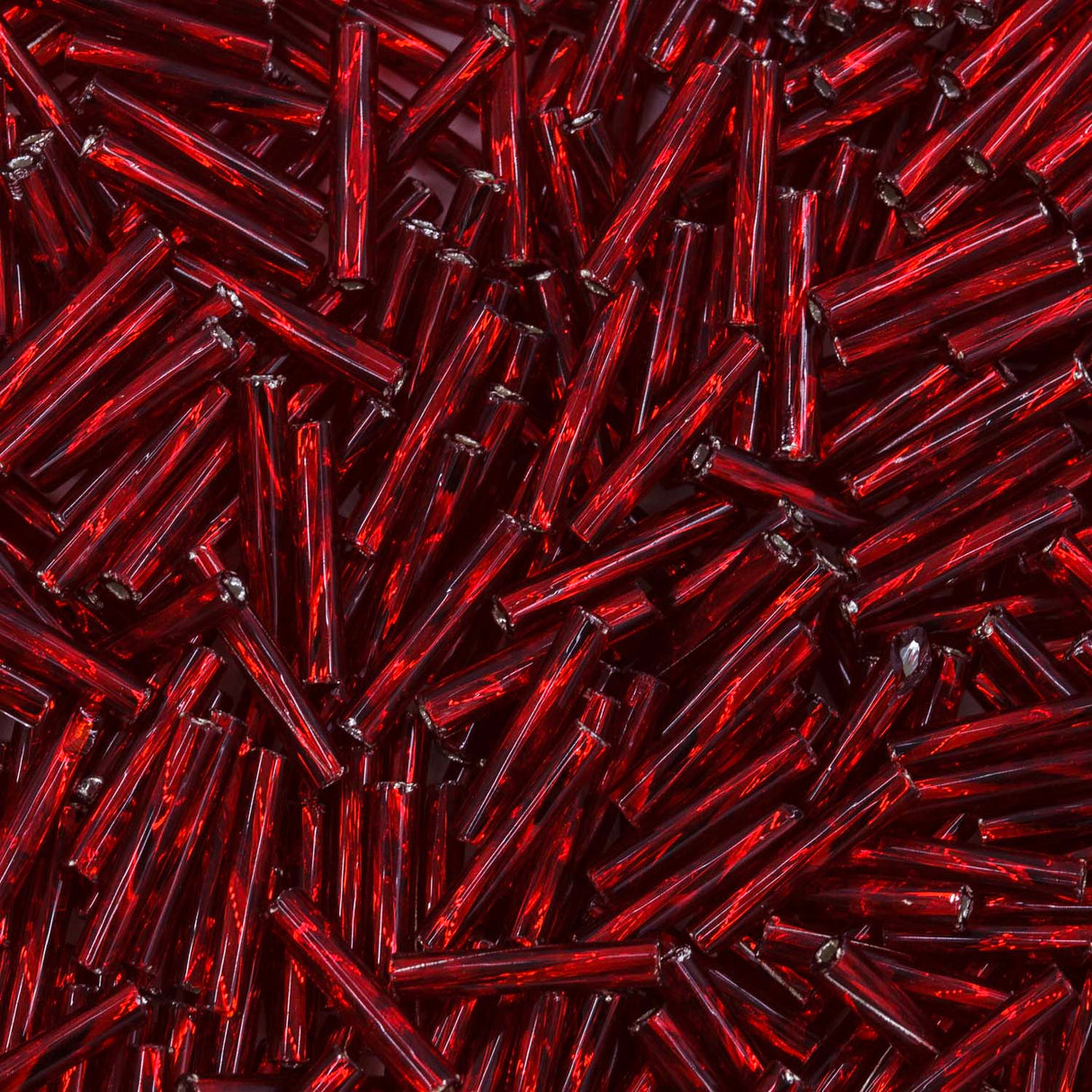 5BT442-L: Czech Twisted Bugle Silverlined Siam Red #5 - 50GM