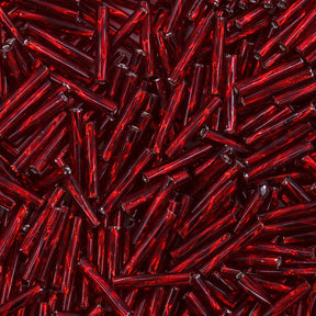 5BT442-L: Czech Twisted Bugle Silverlined Siam Red #5 - 50GM