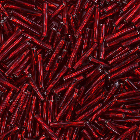 5BT442-L: Czech Twisted Bugle Silverlined Siam Red #5 - 50GM