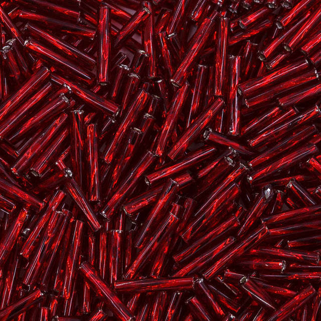 5BT442-L: Czech Twisted Bugle Silverlined Siam Red #5 - 50GM
