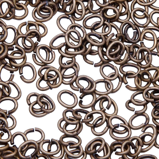 5FI223-AB: USA Made Brass Oval Jump Ring Ant Brass Finish 4.7x5.8mm 18 Gauge 25 Gram