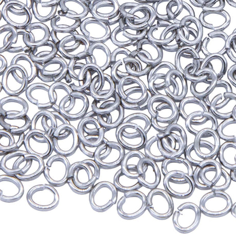 5FI223-IR: USA Made Brass Oval Jump Ring Imitation Rhodium Finish 4.7x5.8mm 18 Gauge 25 Gram