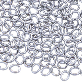 5FI223-IRR: USA Made Brass Oval Jump Ring Imitation Rhodium Finish 4.7x5.8mm 18 Gauge 5 Gram