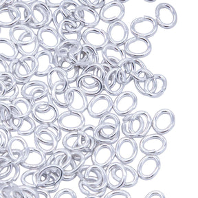 5FI223-S: USA Made Brass Oval Jump Ring Silver Finish 4.7x5.8mm 18 Gauge 25 Gram