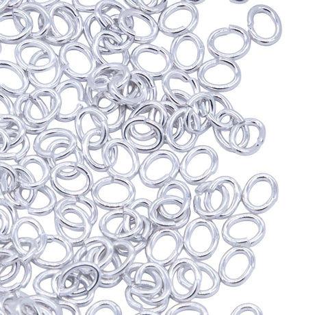 5FI223-S: USA Made Brass Oval Jump Ring Silver Finish 4.7x5.8mm 18 Gauge 25 Gram