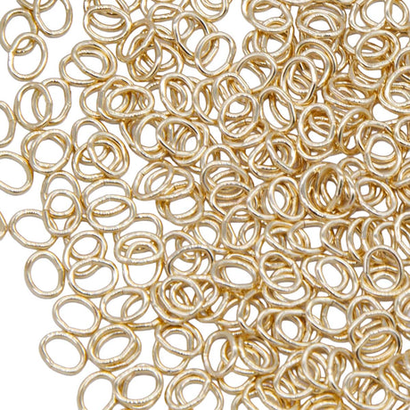 5FI224-G: USA Made Brass Oval Jump Ring Gold Finish 4.4x5.2mm 21 Gauge 25 Gram