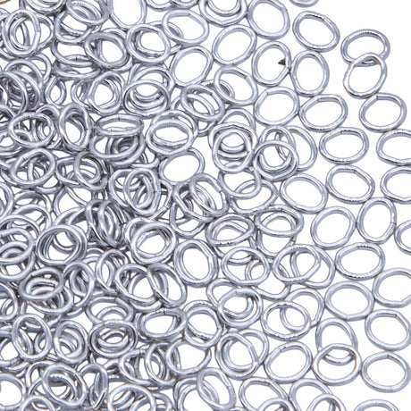 5FI224-IR: USA Made Brass Oval Jump Ring Imitation Rhodium Finish 4.4x5.2mm 21 Gauge 25 Gram