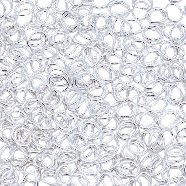 5FI224-S: USA Made Brass Oval Jump Ring Silver Finish 4.4x5.2mm 21 Gauge 25 Gram