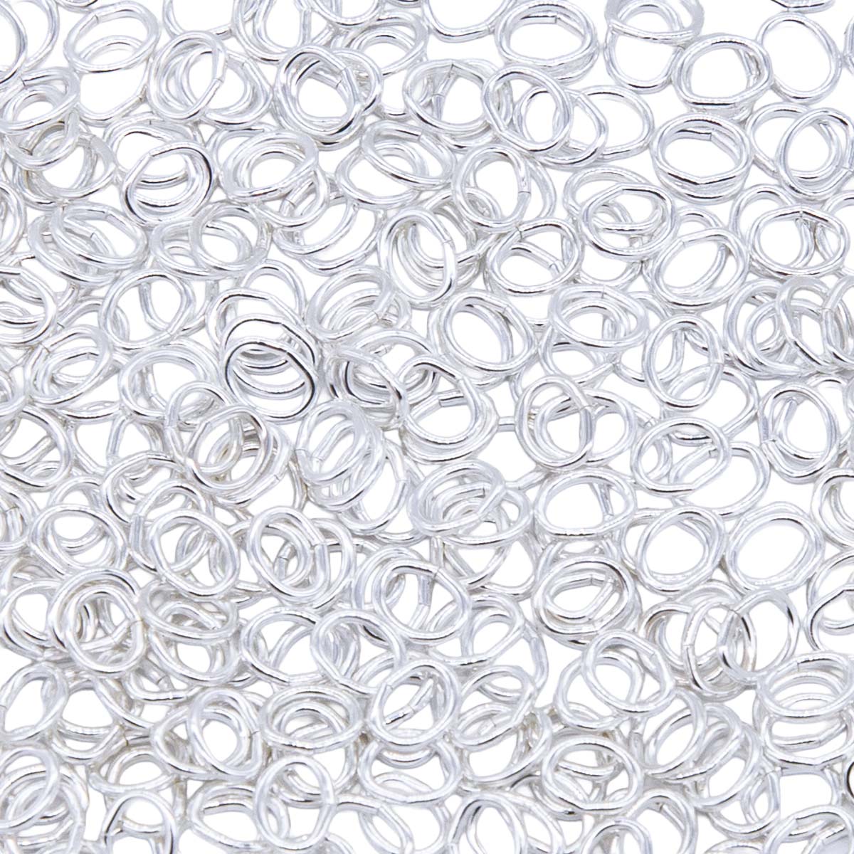 5FI224-SR: USA Made Brass Oval Jump Ring Silver Finish 4.4x5.2mm 21 Gauge 5 Gram