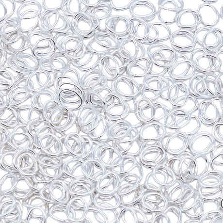 5FI224-SR: USA Made Brass Oval Jump Ring Silver Finish 4.4x5.2mm 21 Gauge 5 Gram