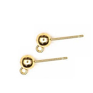 5FI6-G: Ear Post 5mm Ball Gold Plate 2PR