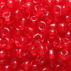 5SV244-4: Vintage Venetian Transparent Red #4 SQ Hole 5/0 500 Grams