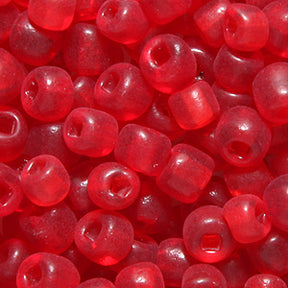 5SV244-6U: Vintage Venetian Transparent Red #6 SQ Hole Frosted 5/0 500 Grams