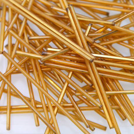 60SV6454: Vintage Venetian Bugle Silverlined Topaz 20-60mm AVG - 200GM