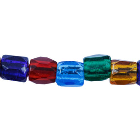 62RF525: Mixed Color Russian Faceted Style Glass Beads — 6x7mm, 10" Strand