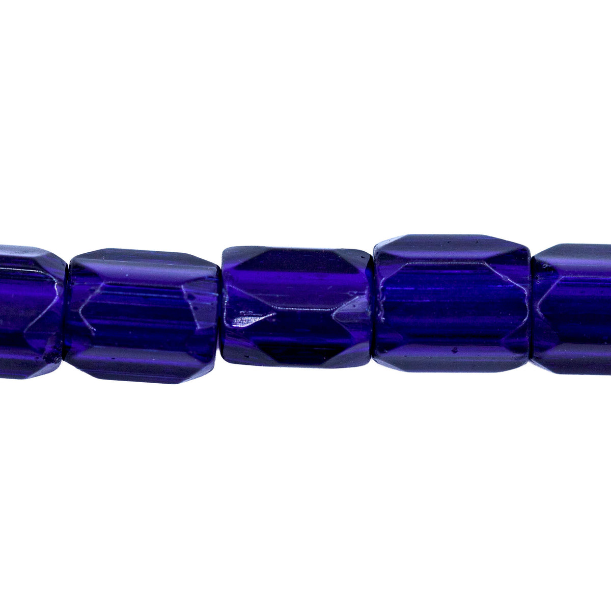 63RF277: Cobalt Blue Russian Faceted Style Glass Beads — 7x8mm, 10" Strand