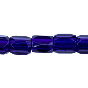 63RF277: Cobalt Blue Russian Faceted Style Glass Beads — 7x8mm, 10" Strand