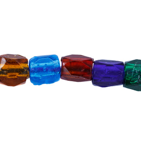 63RF525: Mixed Color Russian Faceted Style Glass Beads — 7x8mm, 10" Strand