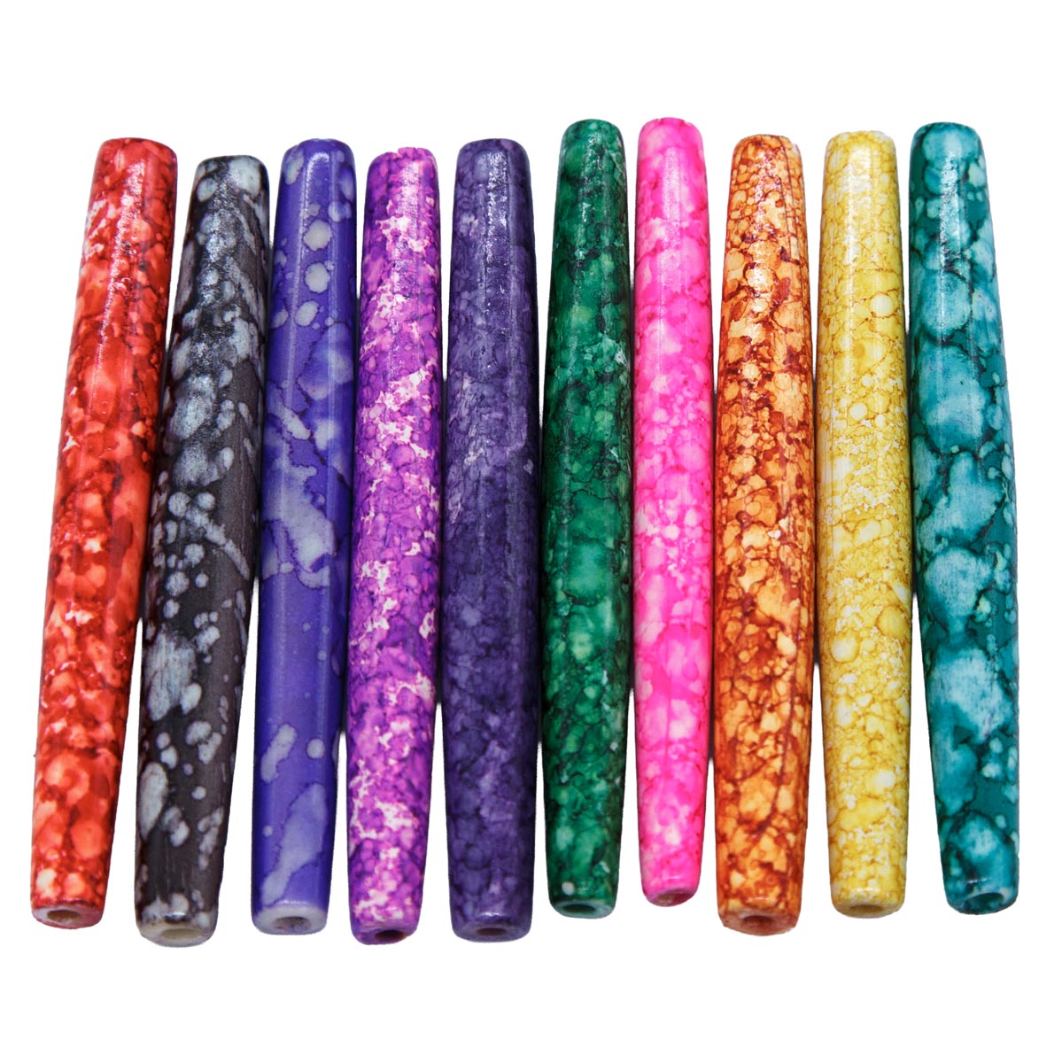 64BN131: Hair Pipe MIX Marble 2.5IN 10 Piece