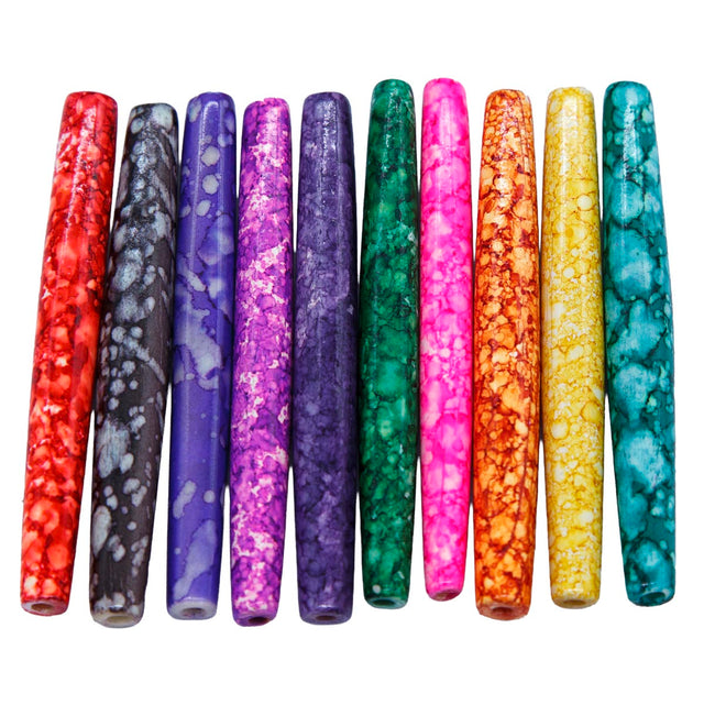 64BN131: Hair Pipe MIX Marble 2.5IN 10 Piece