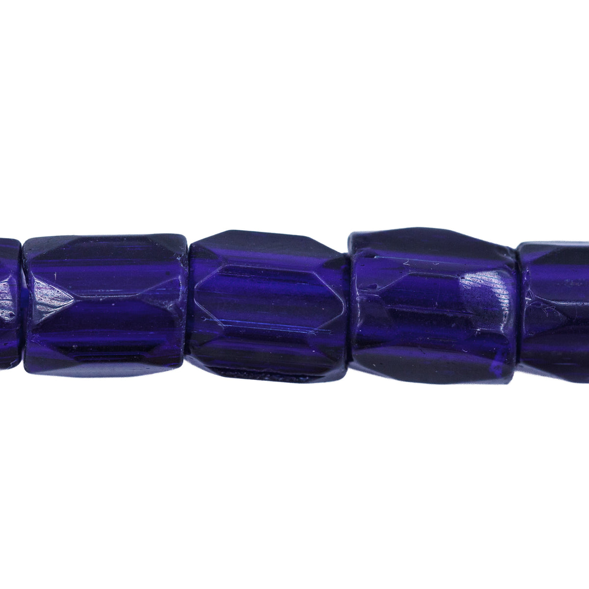 64RF277: Cobalt Blue Russian Faceted Style Glass Beads — 8x10mm, 10" Strand