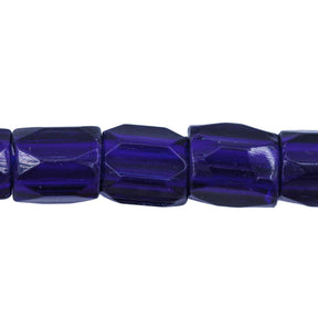 64RF277: Cobalt Blue Russian Faceted Style Glass Beads — 8x10mm, 10" Strand